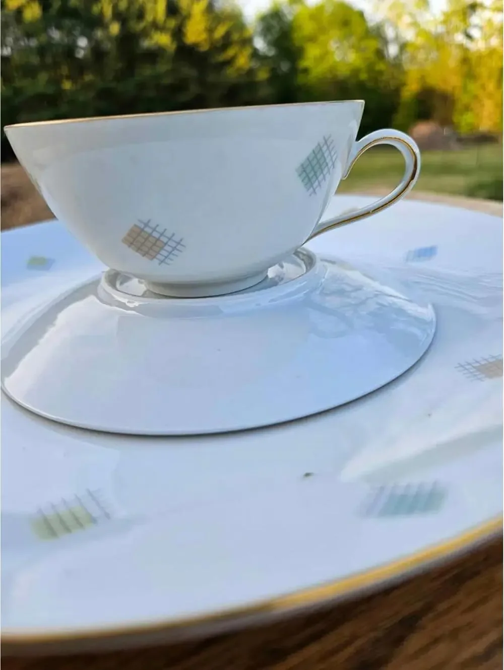 Vintage Seltmann Weiden Liane 3pc Place Setting | Pastel Geometric Bavaria China